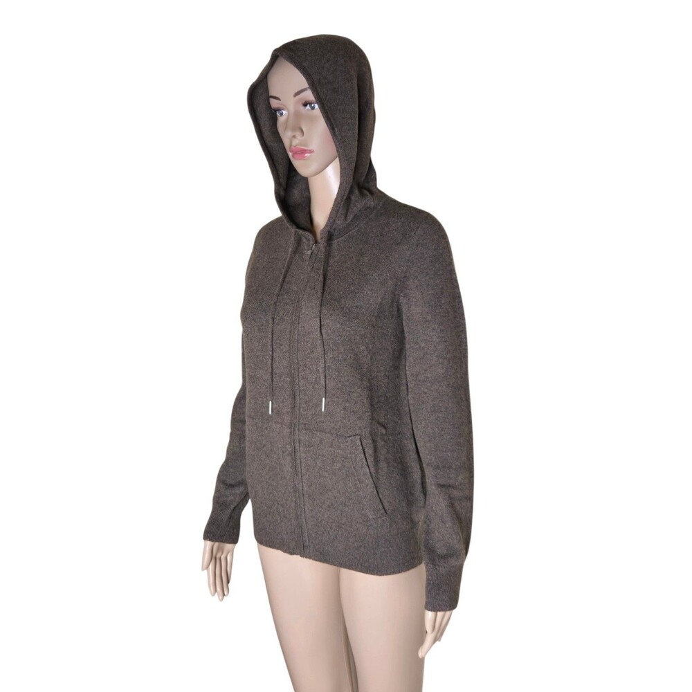 NWT Quince Womens Brown Mongolian Cashmere Full Zip Hoodie Cardigan Sweater XS - Picture 2 of 8